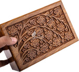 Handcarved Wooden Cremation Urn – Tree of Life Design – Suitable for Adult Men & Women – 90lbs Capacity