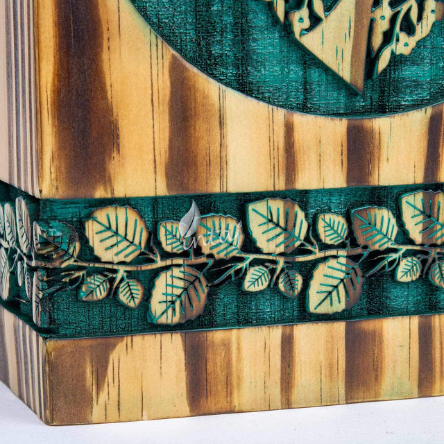 Handmade Rosewood Urn – Heart Pine Tree of Life – Suitable for Adult & Dog Ashes – Medium (9.5Hx5.5W, 180 Cu/in)