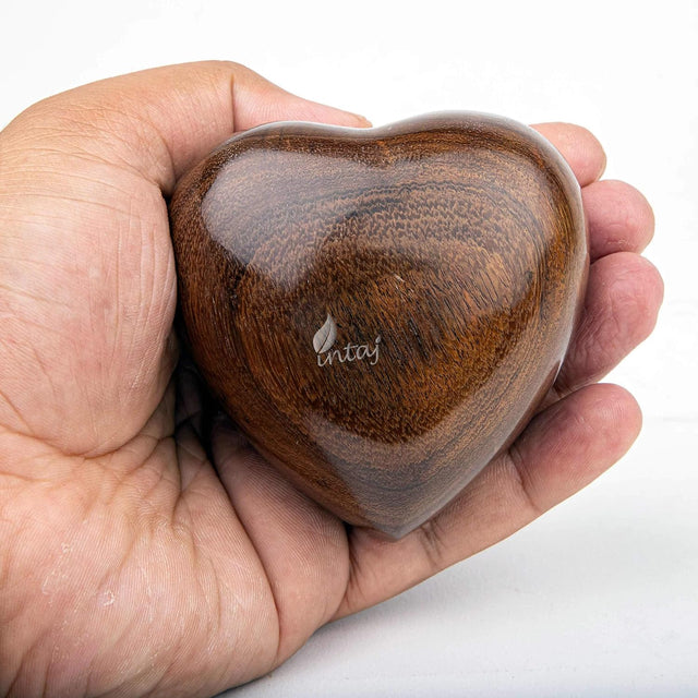 Handcarved Wooden Heart Cremation Urn – Hummingbird Design – Suitable for Dogs & Cats – 10 Cu/in Capacity