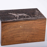 Handmade Wooden Cremation Urn – Deer Engraved – Suitable for Human Ashes – XL (11x7.5x6, 340 Cu/in)