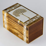 Handcarved Wooden Cremation Urn – Pyramidal Tree of Life Design – Suitable for Adult Men & Women, Mom & Dad, Pets – 180 Cu/in Capacity