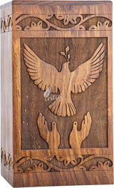 Handcarved Wooden Cremation Urn – Peaceful Bird Design in Natural Rosewood – Suitable for Adult Men & Women, Mom & Dad, Pet Dogs – 180lbs Capacity