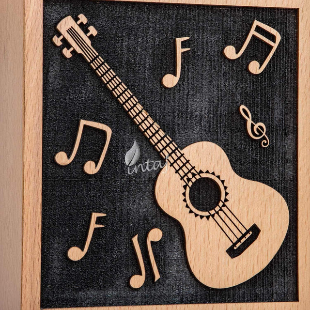 Handcarved Wooden Cremation Urn – Guitar Design Memorial Urn – Suitable for Adult Men & Women, Children & Pets – 180lbs Capacity