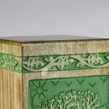 Handcarved Wooden Cremation Urn – Fresh Green Tree of Life in Rosewood – Suitable for Adult Men & Women, Mom & Dad, Pets – 180 Cu/in Capacity