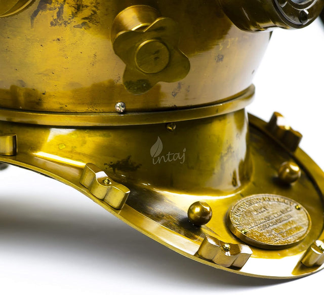 Antique Gold Scuba Diving Helmet Decor, Large Marine Display Piece