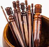 Rosewood Crochet Hook Set of 12, 1-25mm Handmade Wooden Hooks