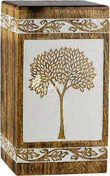 Handcarved Wooden Cremation Urn – Pyramidal Tree of Life Design – Suitable for Adult Men & Women, Mom & Dad, Pets – 180 Cu/in Capacity