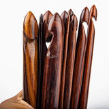 Rosewood Crochet Hook Set of 12, 1-25mm Handmade Wooden Hooks
