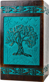 Handcarved Wooden Cremation Urn – Customised Tree of Life Birds Design – Suitable for Adult Men & Women, Mom & Dad – 40 Cu/in Capacity