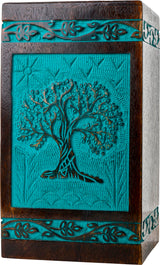 Handcarved Wooden Cremation Urn – Tree of Life – Suitable for Adults – 640lbs Capacity
