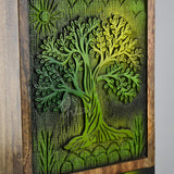 Handcarved Wooden Cremation Urn – Tree of Life Design – Suitable for Adult Men & Women, Mom & Dad – 250 Cu/in Capacity, Green Blaze
