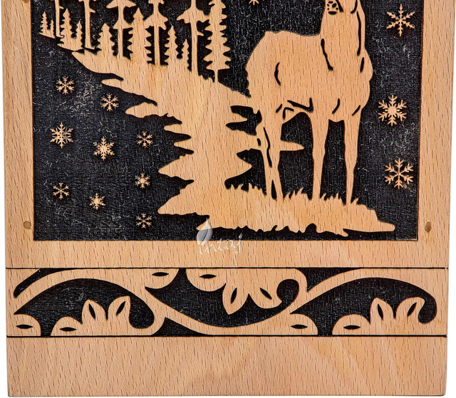 Handcarved Wooden Cremation Urn – Deer Carved Design in Custom Beechwood – Suitable for Adult Men & Women, Mom & Dad, and Pet Dogs – 180 Cu/in Capacity