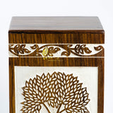 Handmade Rosewood Cremation Urn – Antique Pyramidal Tree of Life Design – Suitable for Adult Men & Women, Mom & Dad, Pets – 180 Cu/in Capacity