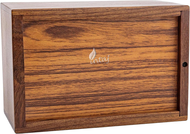 Handcarved Wooden Cremation Urn – Custom Border Carved Design in Rosewood – Suitable for Adult Men & Women, Mom & Dad – 14 Cu/in Capacity