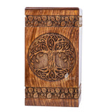 Hand-Carved Wooden Cremation Urn – Tree of Life – Suitable for Adult Male & Female – 250lbs