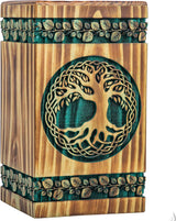 Handmade Rosewood Urn – Celtic Pine Tree of Life – Suitable for Adult & Dog Ashes – Large (11.25Hx6.25W, 250 Cu/in)