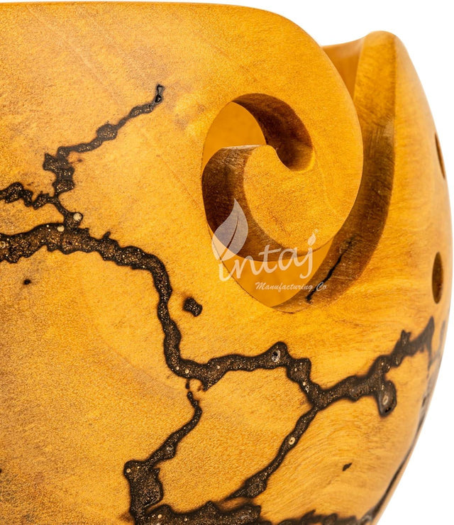 Handcrafted Wooden Yarn Bowl – Rosewood Design – Suitable for Knitting & Crocheting – Perfect for Women, and Gift Giving – Large Capacity