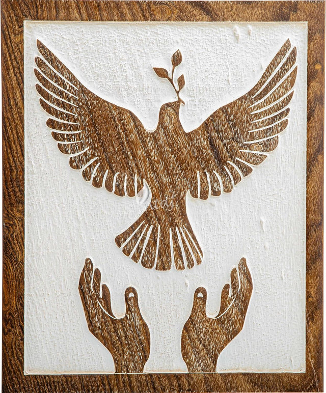 Handcarved Wooden Cremation Urn – Peaceful Bird Design in Daisy White – Suitable for Adult Men & Women, Mom & Dad, and Pet Dogs – Customizable Personalization – 20lbs Capacity