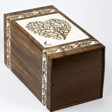 Handcarved Wooden Cremation Urn – Antique Heart Tree Design – Suitable for Adult Men & Women, Mom & Dad, Pets – 100 Cu/in Capacity