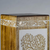 Handcarved Wooden Cremation Urn – Antique Heart Tree of Life in Rosewood – Suitable for Adult Men & Women, Mom & Dad, Pets – 115 Cu/in Capacity