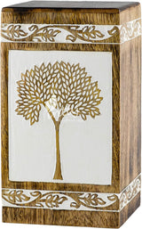 Handcarved Wooden Cremation Urn – Pyramidal Tree of Life Design – Suitable for Adult Men & Women, Mom & Dad, Pets – 180 Cu/in Capacity