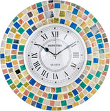 Silent Round Wall Clock, 14 Inch Rainbow Marble Decorative Clock