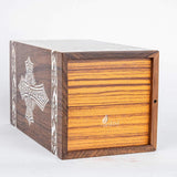 Handcarved Wooden Cremation Urn – Grace and Mercy Cross Design – Suitable for Adult Men & Women, Mom & Dad – 115 Cu/in Capacity
