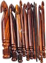 Rosewood Crochet Hook Set of 12, 1-25mm Handmade Wooden Hooks