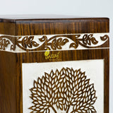 Handmade Rosewood Cremation Urn – Pyramidal Tree of Life Design – Suitable for Adult Men & Women, Mom & Dad – 100 Cu/in Capacity