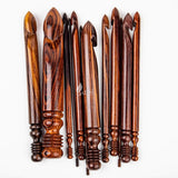 Rosewood Crochet Hook Set of 12, 1-25mm Handmade Wooden Hooks