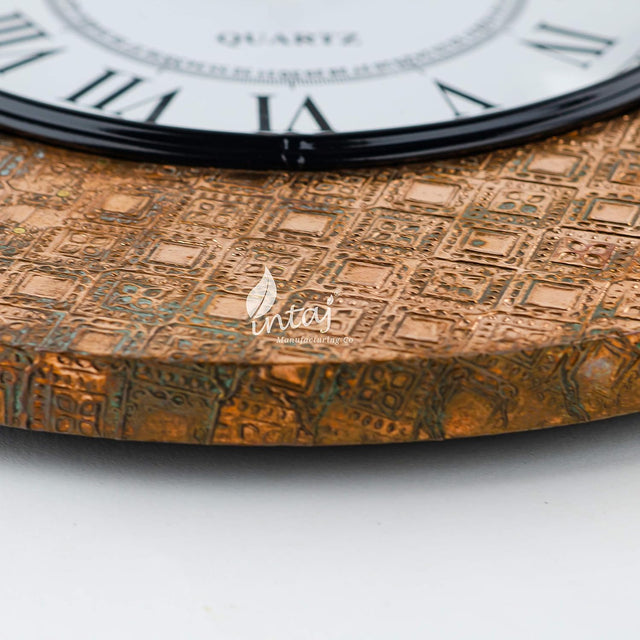 Silent Round Wall Clock, 14 Inch Rustic Gold Decorative Clock