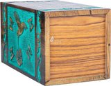 Handcarved Wooden Cremation Urn – Hummingbird Design in Teal Green – Suitable for Adult Men & Women – 250 Cu/in Capacity