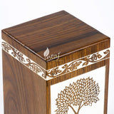 Handmade Rosewood Cremation Urn – Pyramidal Tree of Life Design – Suitable for Adult Men & Women, Mom & Dad – 100 Cu/in Capacity