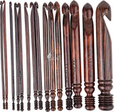 Rosewood Crochet Hook Set of 7, 3.5-10mm Handmade Wooden Hooks