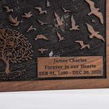 Handcarved Wooden Cremation Urn – Customised Tree of Life Birds Design – Suitable for Adult Men & Women, Mom & Dad – 110 Cu/in Capacity