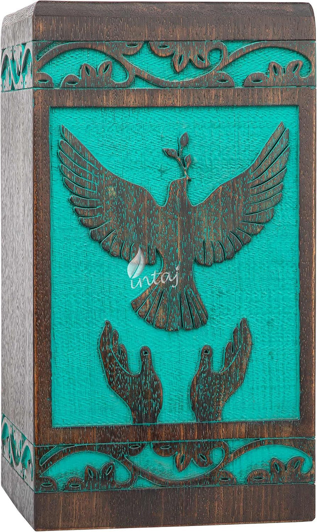 Handcarved Wooden Cremation Urn – Peaceful Bird Design in Rosewood – Suitable for Adult Men & Women, Mom & Dad, and Pet Dogs – 115 Cu/in Capacity
