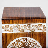 Handcarved Wooden Cremation Urn – Tree of Life Design – Suitable for Adult Men & Women, Pet Dogs – 250 Cu/in Capacity