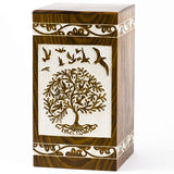 Handcarved Wooden Cremation Urn – Tree of Life – Suitable for Adult Men & Women – 250lbs