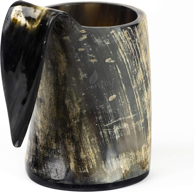 Natural Buffalo Horn Beer Mug, Large Handmade Viking Tankard