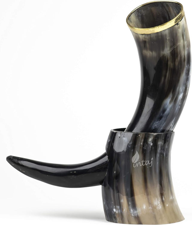 Handmade Buffalo Horn Beer Mug, Large Viking Horn Tankard