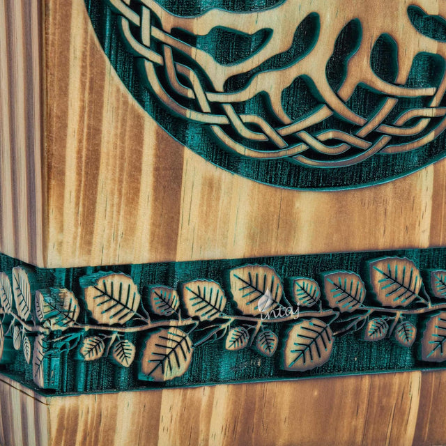 Handmade Rosewood Urn – Celtic Pine Tree of Life – Suitable for Adult & Dog Ashes – Keepsake (3.5Hx2W, 6.5 Cu/in)