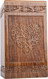 Handcarved Wooden Cremation Urn – Rosewood Heart Tree Design – Suitable for Adult Men & Women, Mom & Dad, Pets – 115 Cu/in Capacity