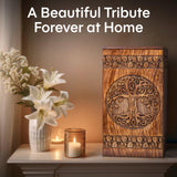 Handcarved Wooden Cremation Urn – Celtic Knot Tree of Life – Suitable for Adult Men & Women, Mom & Dad – 180lbs Capacity