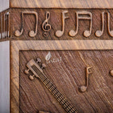 Handcarved Wooden Cremation Urn – Guitar Design Memorial Urn – Suitable for Adult Men & Women, Children & Pets – 250lbs Capacity