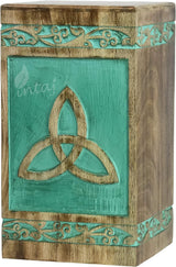 Handcarved Wooden Cremation Urn – Celtic Knot Design – Suitable for Adult Men & Women, Mom & Dad, Pets – 150 Cu/in Capacity
