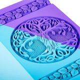 Handcarved Wooden Cremation Urn – Celtic Knot Tree of Life – Suitable for Small Pets or Infant Ashes – 115 Cu/in Capacity – SkyBlue Purple Finish (Small, 8x4.75")