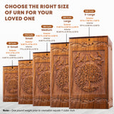 Handcarved Wooden Cremation Urn – Tree of Life – Suitable for Adult Men & Women – 250lbs