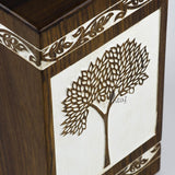 Handmade Rosewood Cremation Urn – Pyramidal Tree of Life Design – Suitable for Adult Men & Women, Mom & Dad – 150 Cu/in Capacity