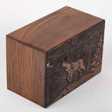 Handmade Wooden Cremation Urn – Deer Engraved – Suitable for Human Ashes – XL (11x7.5x6, 340 Cu/in)