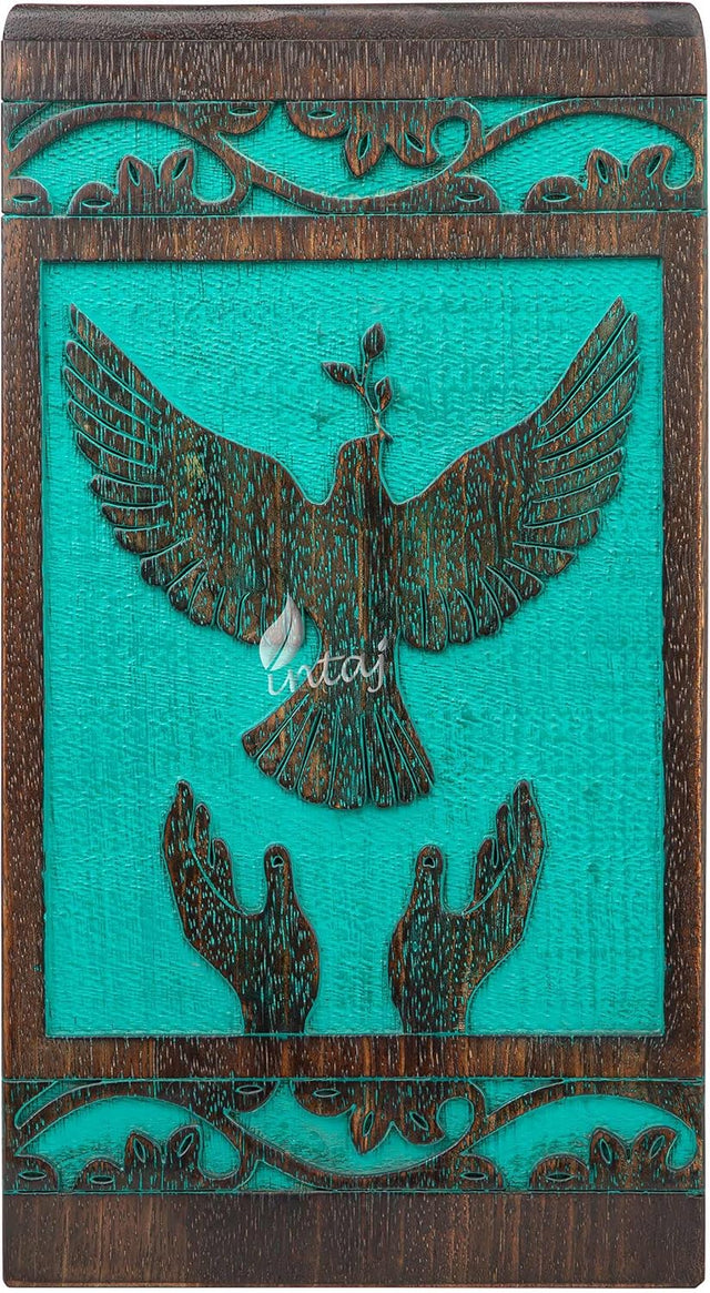 Handcarved Wooden Cremation Urn – Peaceful Bird Design in Rosewood – Suitable for Adult Men & Women, Mom & Dad, and Pet Dogs – 115 Cu/in Capacity